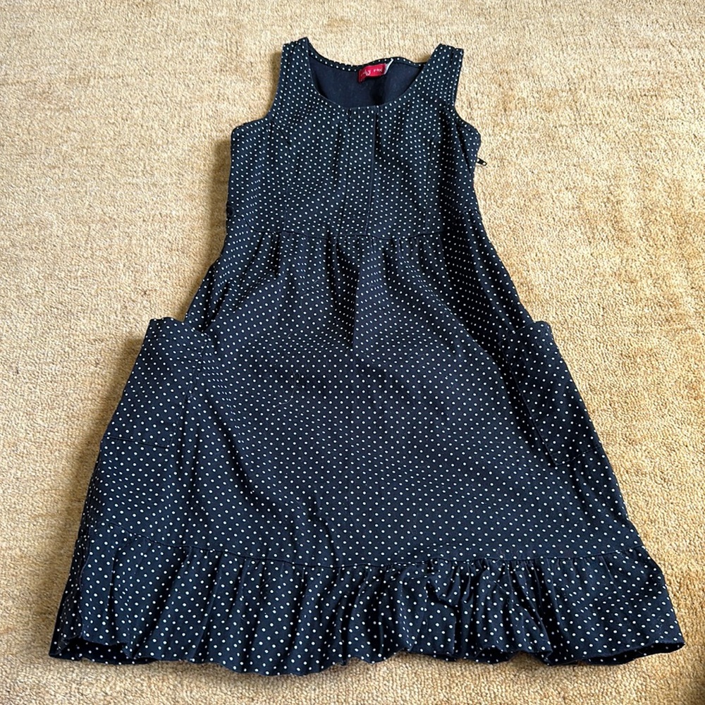 Ruby Rox size 7 black dress with white polka dots
